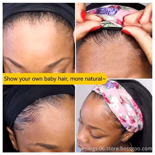 Hot Selling Deep Wave Headband Human Hair Wigs Brazilian Glueless None Lace Wigs For Black Women Young Girl Virgin Hair Wigs